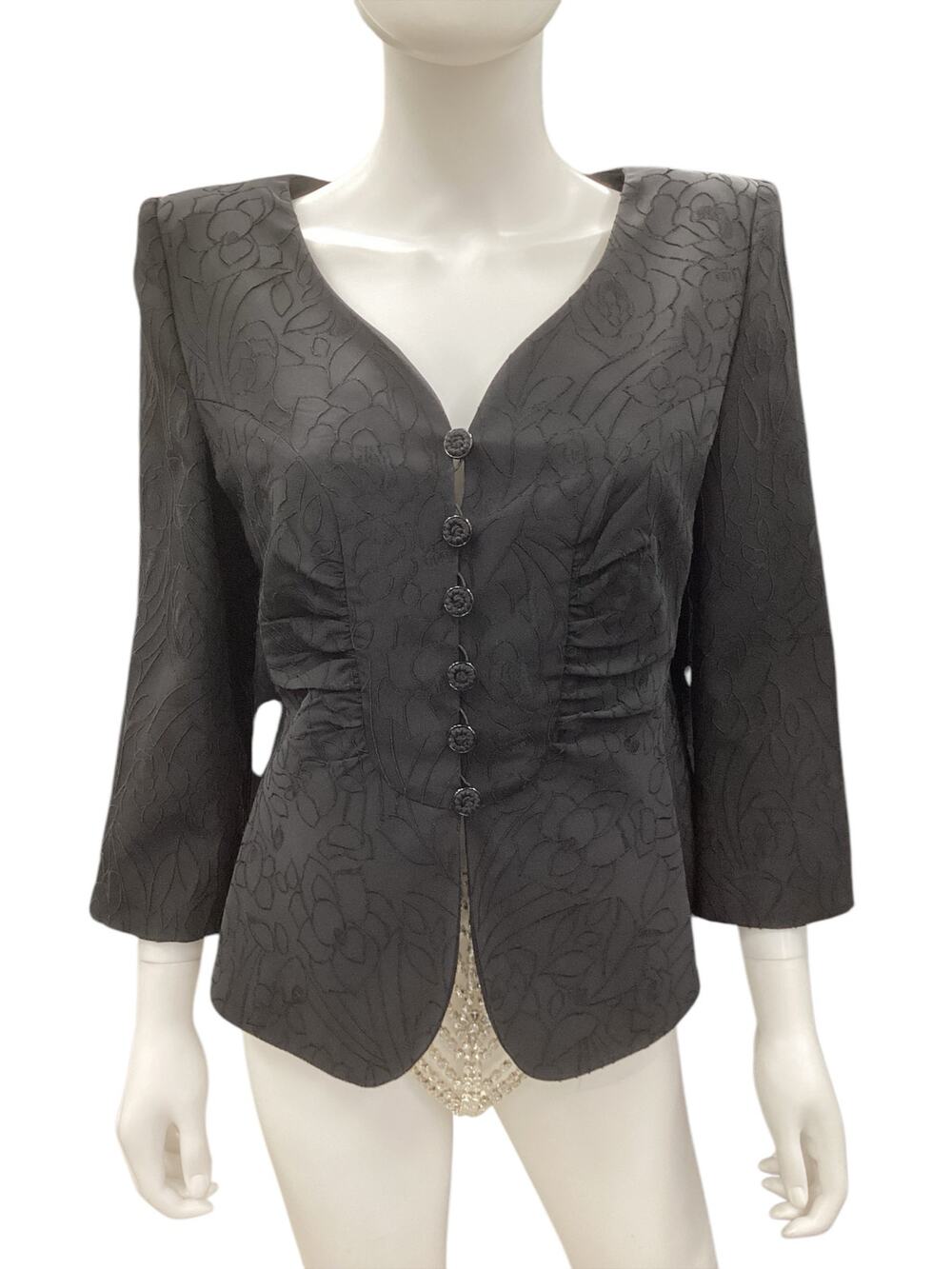 Armani Collezioni Blazer Women’s Size 12 Made In Italy Silk Embroidered Black
